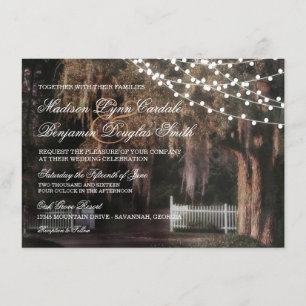 Lichterkette Rustikale Eichen-Hochzeitskarten Einladung