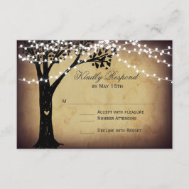 Lichterkette Rustikale Eichenbaum-Hochzeits-RSVP-K RSVP Karte