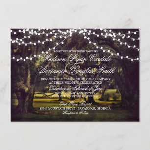 Lichterkette Rustikale Eichenbaum-Hochzeitskarten Einladung