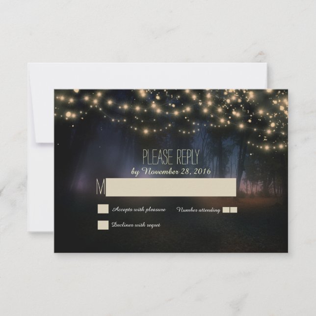 Lichterkette rustikale Hochzeitskarten RSVP Karte (Vorderseite)