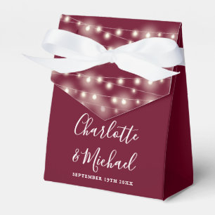 Lichterkette Signatur Schriftzug Burgunder Hochzei Geschenkschachtel