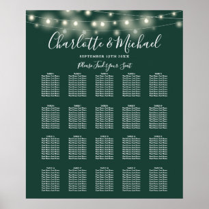 Lichterkette Smaragdgrün Hochzeit Sitzplan Poster