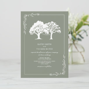Lichterkette Wald im Linienstil, Hochzeit in Salbe Einladung
