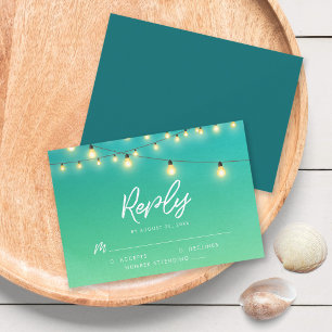 Lichterketten Aquarell Meer Glas RSVP Karte