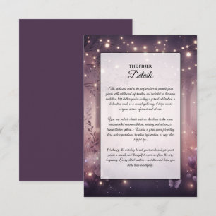 Lichterketten im Wald Glowing Hochzeit Begleitkarte
