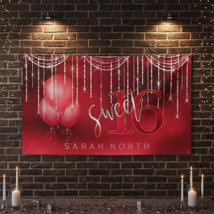 Lichterketten & Luftballons Sweet 16 Rot ID473 Banner