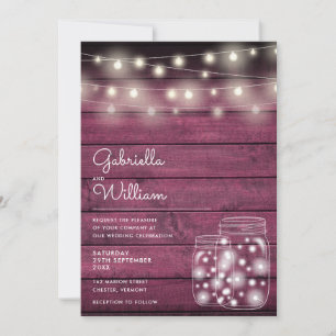 Lichterketten Mason Gläser Rustikale Holz Hochzeit Einladung