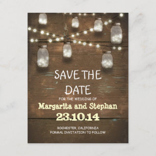Lichterketten & Mason Gläser Save-the-Date-Karten Save The Date