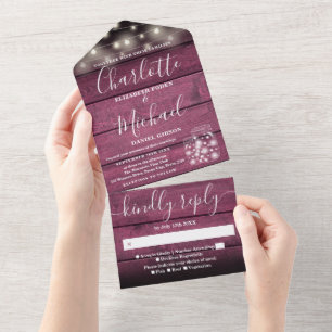 Lichterketten Mason Jars Rustikale Rot Holz Hochze All In One Einladung