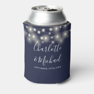 Lichterketten Signature Schrift Navy Blau Hochzeit Dosenkühler