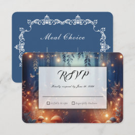 Lichterketten und mondbeschienene Waldmagie RSVP Karte