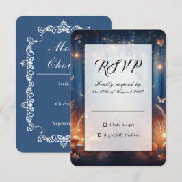 Lichterketten und mondbeschienene Waldmagie RSVP Karte