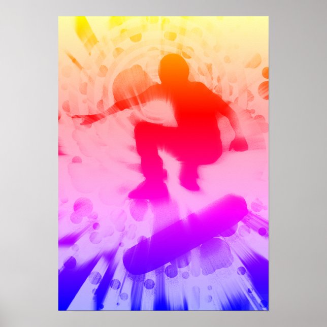 Lichtexplosion auf dem Skateboard Poster (Vorne)