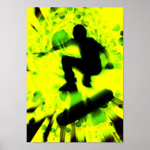 Lichtexplosion auf dem Skateboard Poster
