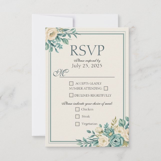 Lichtformale florale Ansprechkarte RSVP Karte (Vorderseite)