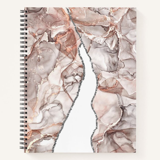 LICHTGOLDMARMOR AGATE SILVER GLITZER GLAM NOTIZBUCH (Vorderseite)