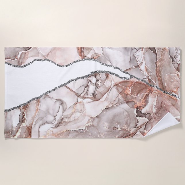 LICHTGOLDMARMOR AGATE SILVER GLITZER GLAM STRANDTUCH (Vorderseite)