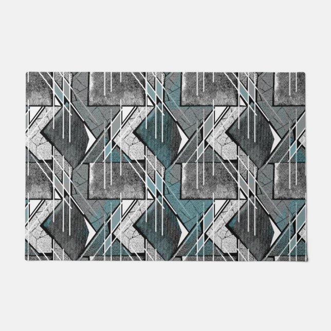 Lichtgrau geometrischer Druck. Fußmatte (Vorderseite)