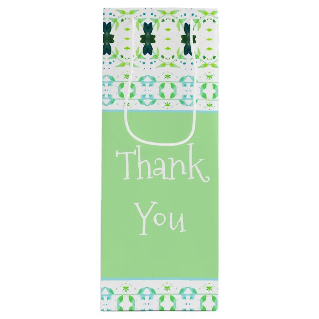 Lichtgrün mit Hübsch Gemustert Geschenktüte Für Weinflaschen (Vorderseite)