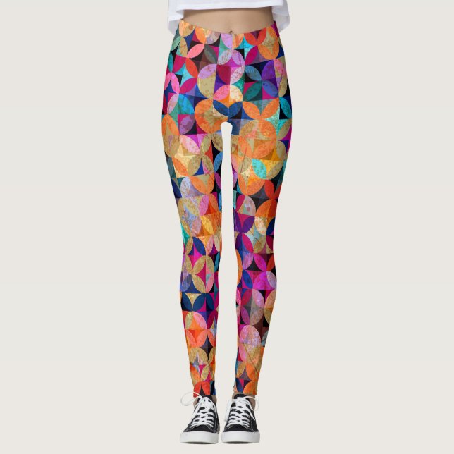 Lichtkreise Abstrakter Vintager Hintergrund Leggings (Vorderseite)