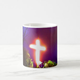 Lichtkreuz bei nächtlichen Gottesdiensten - Lieben Kaffeetasse