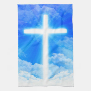 Lichtkreuz Jesus Christus Christlich anpassbar Geschirrtuch