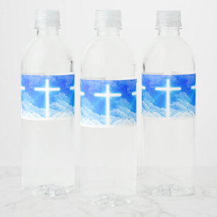 Lichtkreuz Jesus Christus Christlich anpassbar Wasserflaschenetikett