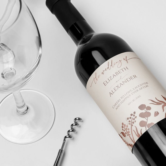 Lichtpfirsichkalligrafie-Hochzeit Weinetikett (Von Creator hochgeladen)