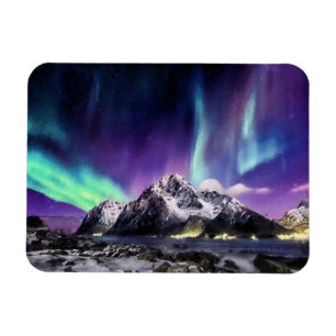Lichtrampen - Schöne Aurora-Landschaft Magnet