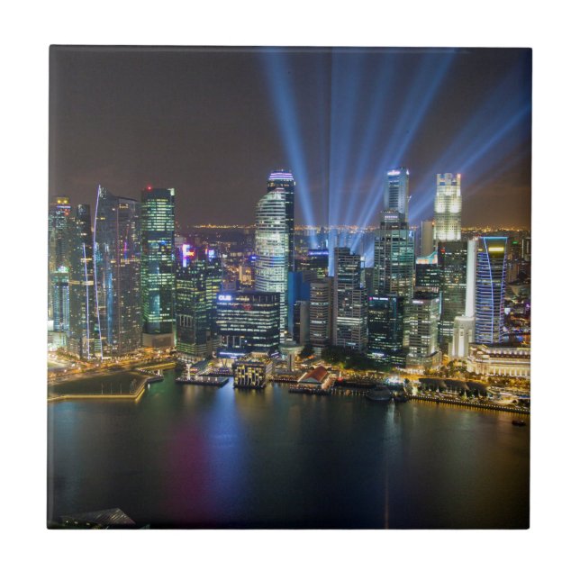 Lichtshow in Singapur Downtown Fliese (Vorderseite)