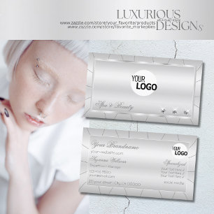 Lichtsilber mit Diamanten und Logo Luxus Stilvoll Visitenkarte