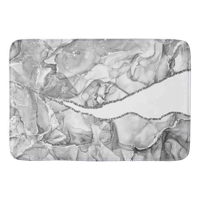 LICHTSILVER MARBLE AGATE GLITZER GLAM BADEMATTE (Vorderseite)