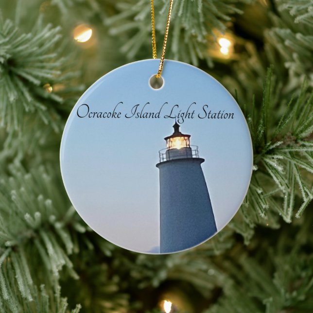 Lichtstation Ocracoke Island Keramik Ornament (Baum)