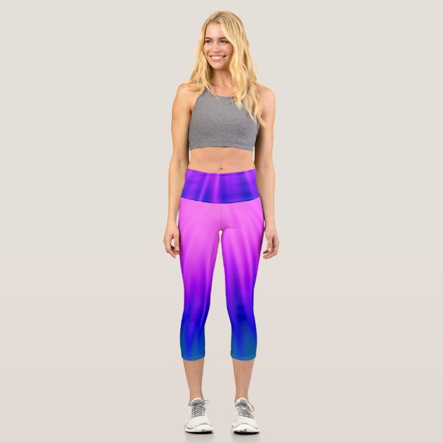 Lichtstrahl - Blau und Rosa Capri Leggings (Vorderseite)