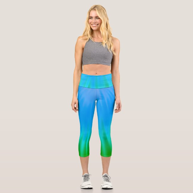Lichtstrahl - grün & blau capri leggings (Vorderseite)