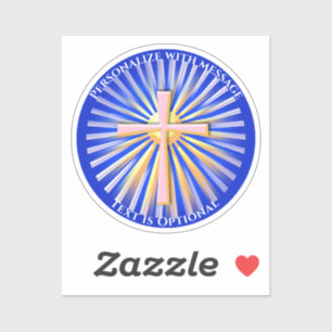 Lichtstrahlen aus dem religiösen Kreuz Aufkleber