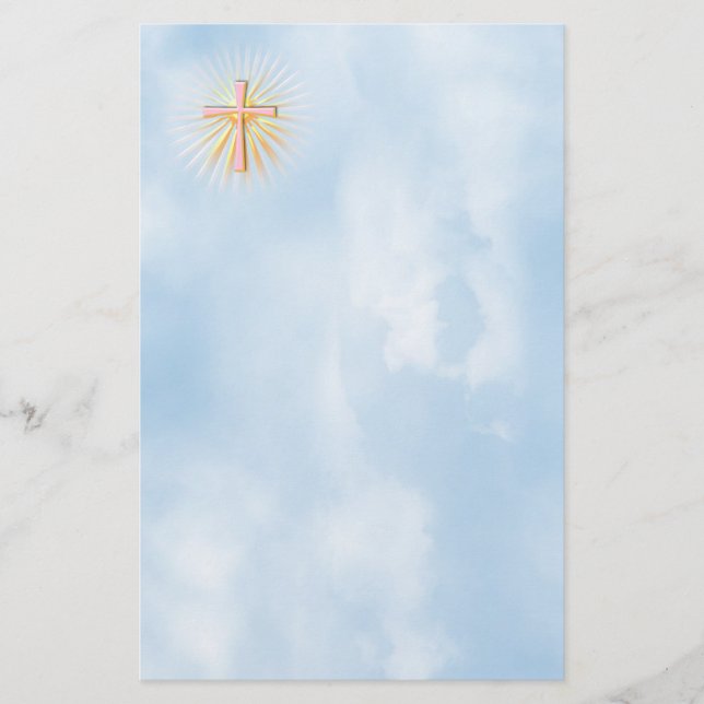 Lichtstrahlen aus dem religiösen Kreuz (W/Wolken) Briefpapier (Vorderseite)
