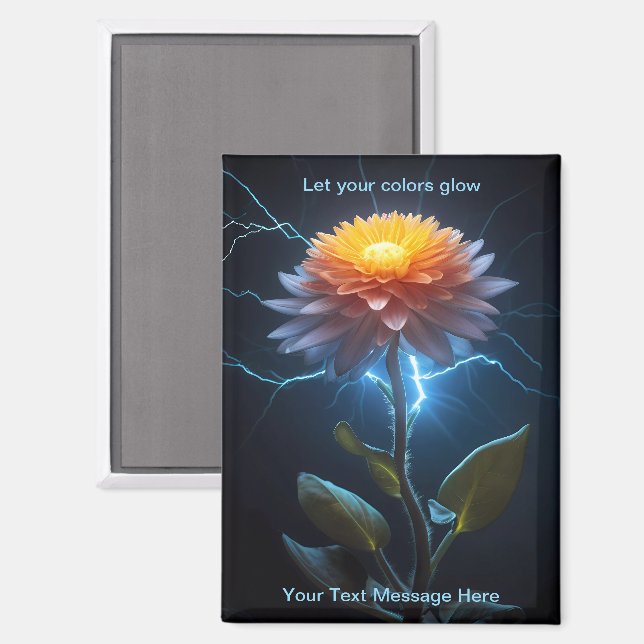 Lichtstrahlen Neon Glow Blume Art Magnet (Vorderseite/Rückseite)