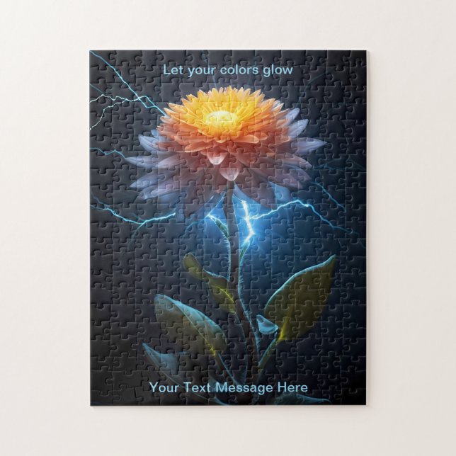 Lichtstrahlen Neon Glow Blume Art Puzzle (Vertikal)