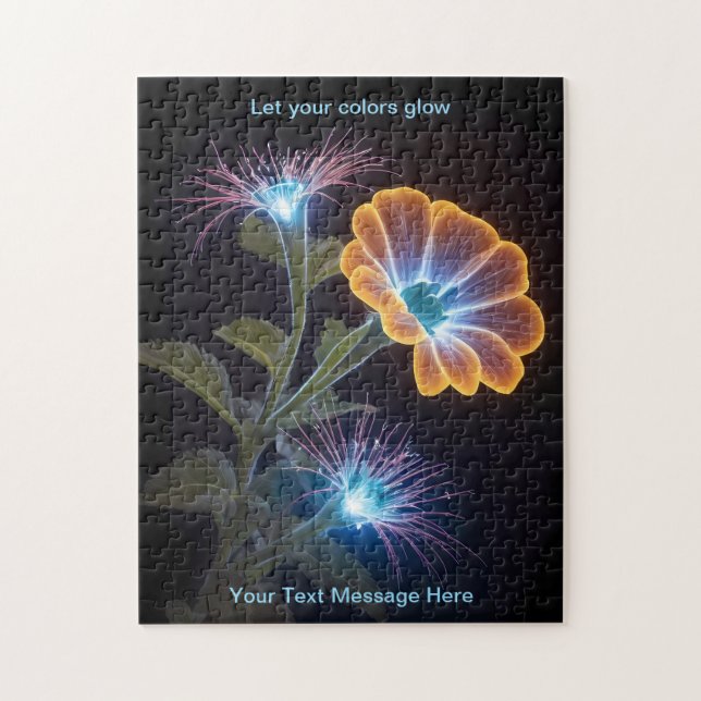 Lichtstrahlen Neon Glow Blume Art Puzzle (Vertikal)