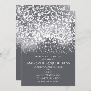 Lichtstrahlen Romantische Moderne Gray Wedding Einladung