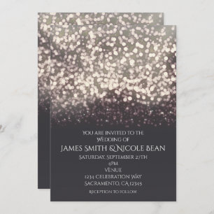 Lichtstrahlen Romantische Moderne Gray Wedding Einladung