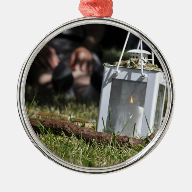 Lichtstrahlen Silbernes Ornament (Vorne)