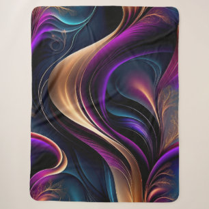 Lichtstrom - Bold Lila, Aquamarin & Gold Abstrakt Sherpadecke