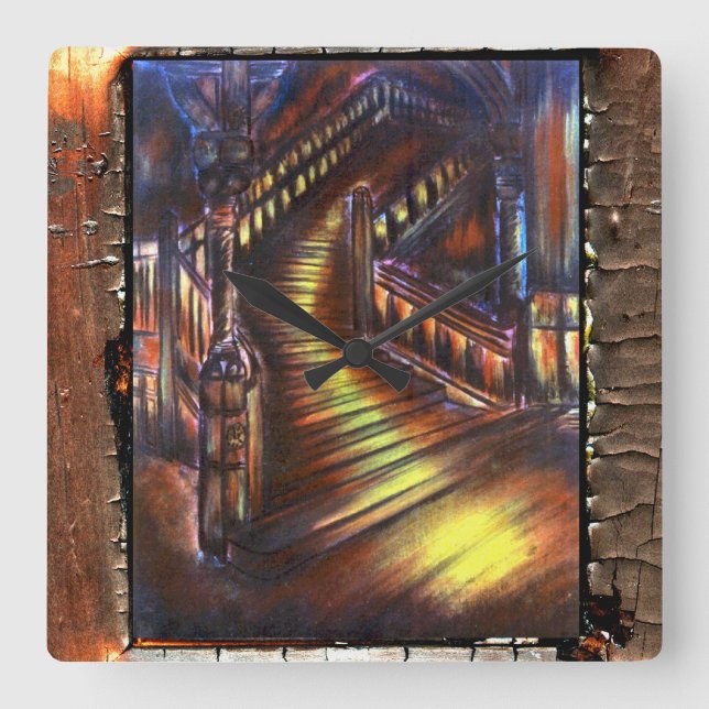 Lichttreppe Quadratische Wanduhr (Vorderseite)