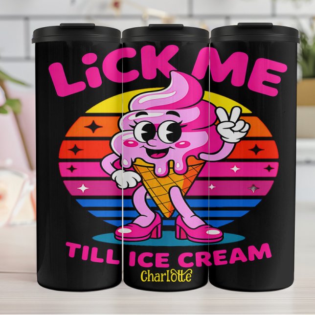 Lick Me Till Ice Cream" - Funny Cartoon Thermosbecher (Von Creator hochgeladen)