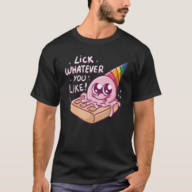 Lick, was du willst Waffelkone I Liebe Ice Cr T-Shirt (Vorderseite)