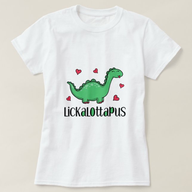 Lickalottapus Dinosaurier mit Herz Funny Lesbian G T-Shirt (Design vorne)