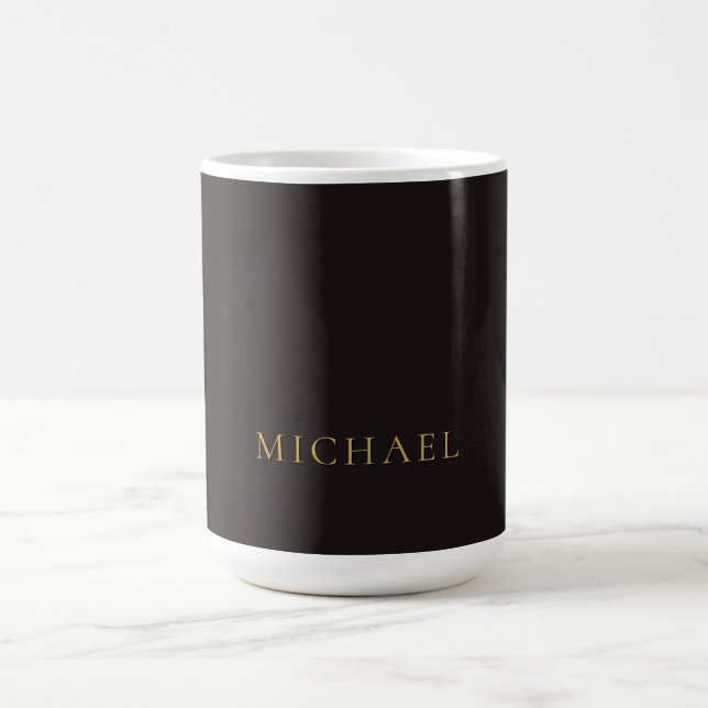 Licorice Black Gold Minimalist Plain Modern Name Kaffeetasse (Mittel)