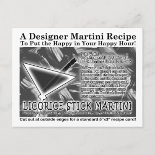 Licorice Stick Candy Martini Rezept Karte Postkart